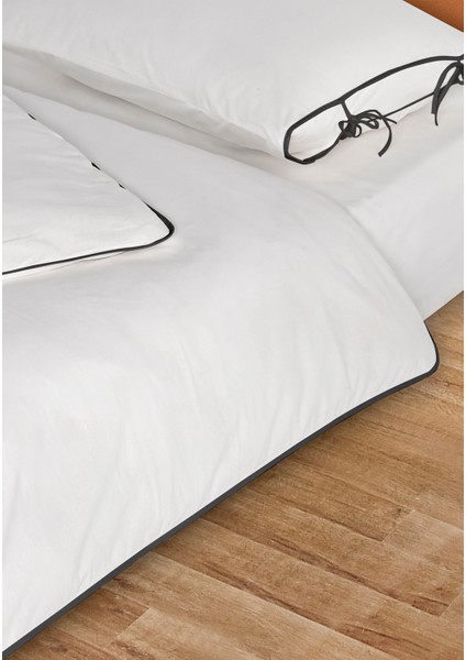 Elite Biyeli %100 Pamuk Nevresim Takımı Çift Kişilik Ekru Siyah 200X220CM