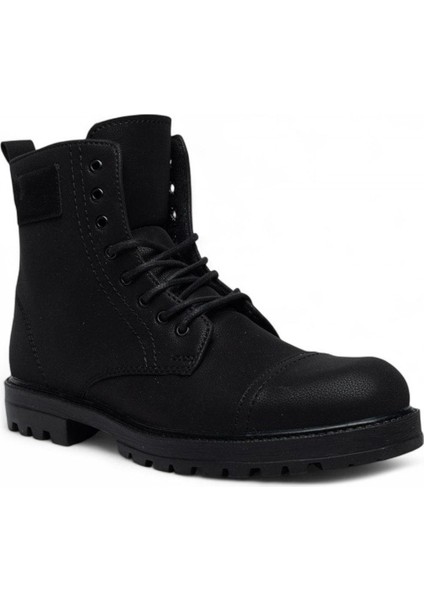Siyah Hakiki Deri Kaymaz Taban Su Geçirmez Erkek Bot