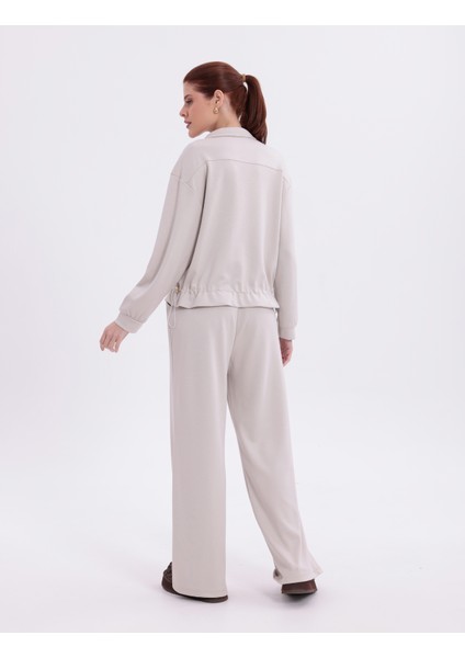 Ekstra Yumuşak Kumaş Fermuarlı Geniş Paçalı Pantolon Görünümlü Şık Günlük Takım modelleri