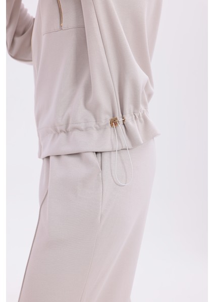 Ekstra Yumuşak Kumaş Fermuarlı Geniş Paçalı Pantolon Görünümlü Şık Günlük Takım fırsatları