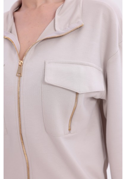 Ekstra Yumuşak Kumaş Fermuarlı Geniş Paçalı Pantolon Görünümlü Şık Günlük Takım indirimleri