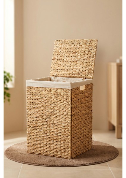 Dikdörtgen Katlanabilir Hasır Bambu Kirli Çamaşır Sepeti Cl - 11046