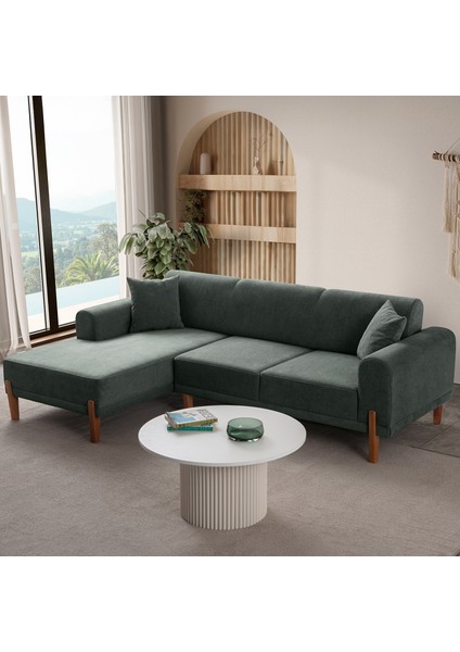 Mocha Plus Sırt Mekanizmalı Köşe Koltuk Yeşil Sol Köşe