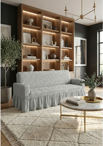 Bürümcük 3 Kişilik Koltuk Kılıfı, Berjer Örtüsü, Lastikli, Esnek, Etekli Üç Kişilik (1 Adet)