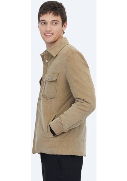 Deve Tüyü Regular Fit Gömlek Yaka Casual Dokuma Mont modelleri