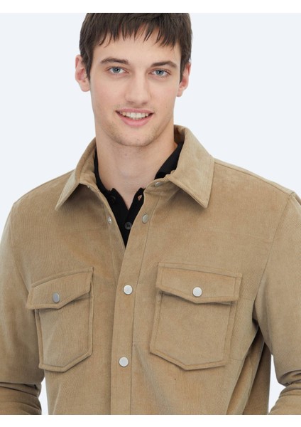 Deve Tüyü Regular Fit Gömlek Yaka Casual Dokuma Mont fırsatları