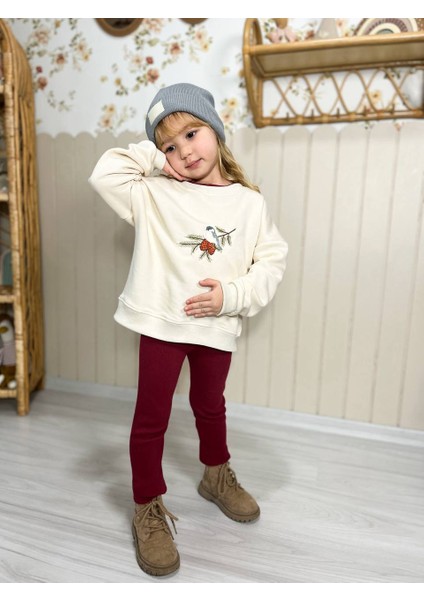 Nakış Işlemeli Üst & Tayt Takımı – Kız Çocuk Alt-Üst Takım, 2–8 Yaş