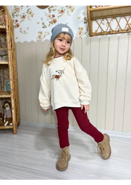 Nakış Işlemeli Üst & Tayt Takımı – Kız Çocuk Alt-Üst Takım, 2–8 Yaş fırsatları