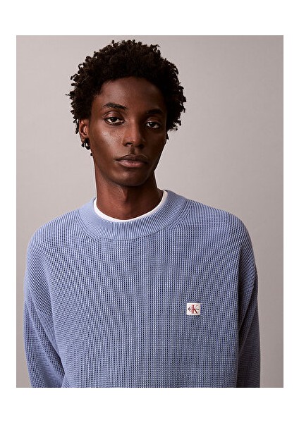 Pamuklu Waffle Örgü Erkek Kazak