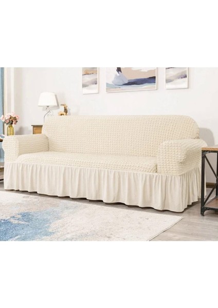 Bürümcük 3 Kişilik Koltuk Kılıfı, Berjer Örtüsü, Lastikli, Esnek, Etekli Üç Kişilik (1 Adet)