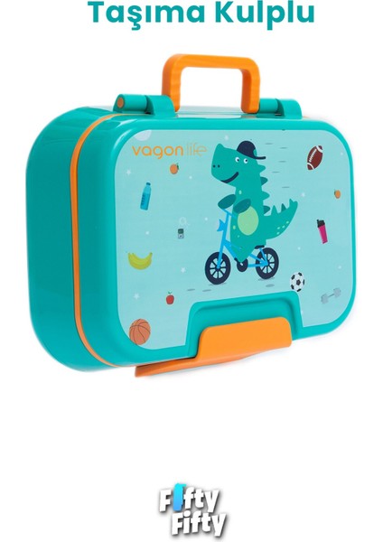 1030 ml Tek Kat 4 Bölme Çocuk Beslenme Kutusu Çatal / Kaşık -FFB1262 fırsatları