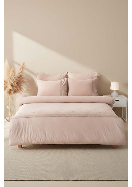 Grace Vizon Güpürlü Çift Kişilik %100 Pamuklu Nevresim Seti - 6 Parça Çeyiz Seti