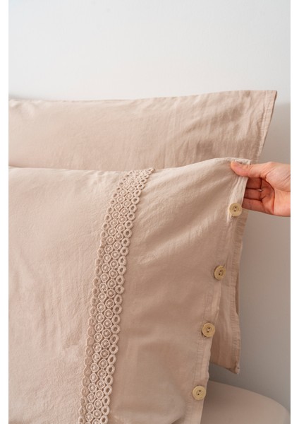 Grace Vizon Güpürlü Çift Kişilik %100 Pamuklu Nevresim Seti - 6 Parça Çeyiz Seti