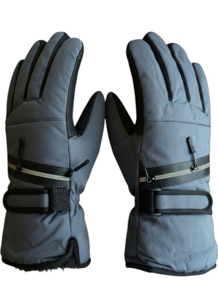 Arctic Shield Serisi Fermuarlı Gizli Cepli Cüzdanlı Su Geçirmez Kürklü Kışlık Eldiven – Unisex