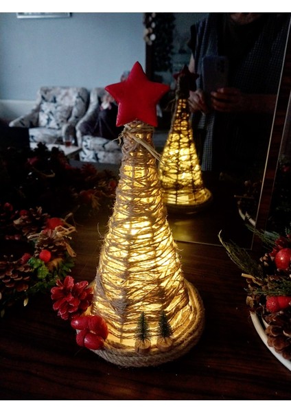 Dekoratif Hasır Gece Lambası Şamdan Çocuk Odası,Salon Aksesuarı