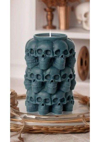Skull Tower Soya Wax El Yapımı Sütun Mum – %100 Doğal Vanilya Aromalı Dekoratif Mum fiyatları