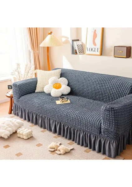 Bürümcük 3 Kişilik Koltuk Kılıfı, Berjer Örtüsü, Lastikli, Esnek, Etekli Üç Kişilik (1 Adet)