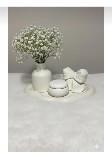 El Yapımı Dekorasyon Set Yıkanılabilen Taş Tozu Beyaz By Fii Home