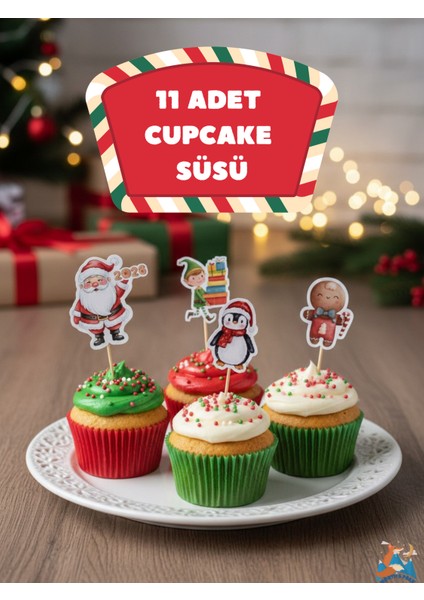 North And Peak Yılbaşı Temalı Cupcake Kürdanı Süsleri 11 Adet ( 11 Farklı Tasarım ) 2026 Özel