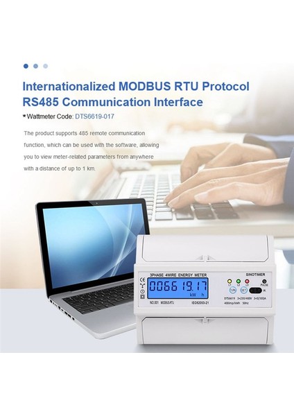 Dın Demiryolu Elektrik Üç Fazlı Enerji Ölçer RS485 Kwh Tüketim Güç Voltajı Akım Wattmetre Monitör Modbus (A) (Yurt Dışından) fiyatları