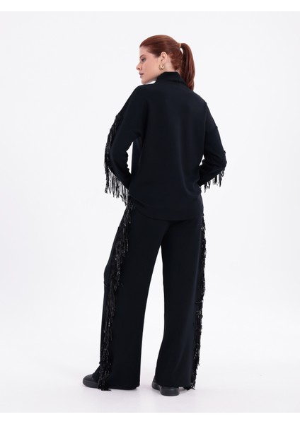 Boncuklu Pullu Püsküllü Yarım Balıkçı Yaka Alt Üst Şık Tasarım Takım modelleri