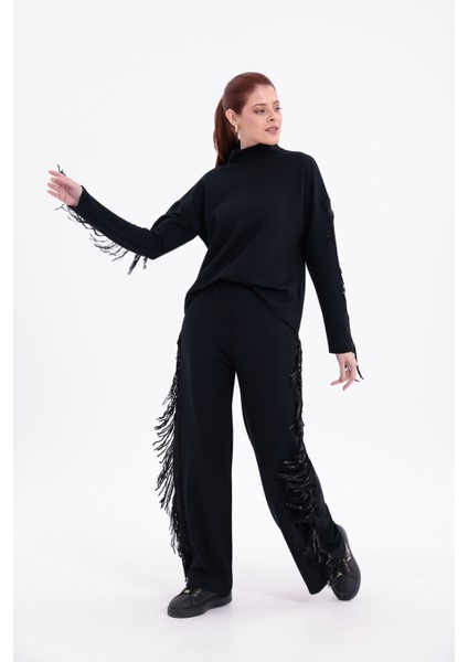 Boncuklu Pullu Püsküllü Yarım Balıkçı Yaka Alt Üst Şık Tasarım Takım fırsatları