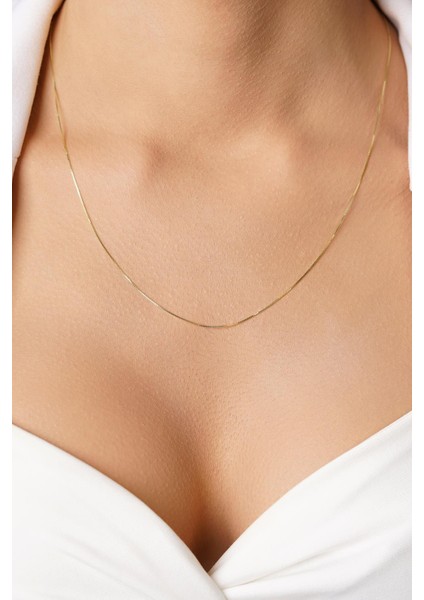 14 Ayar Altın Küp Zincir Kolye 0,40 mm indirimleri