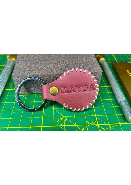 Kişiye Isme Özel Hediyelik Hakiki Deri Anahtarlık