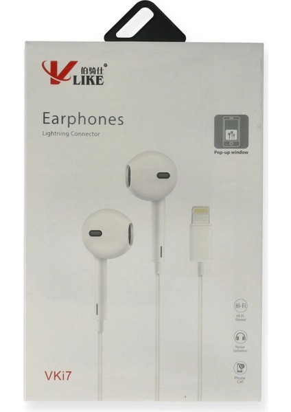 CPT83 Vlike Vk I7 Lightning Bluetooth Kablolu Kulaklık fiyatları