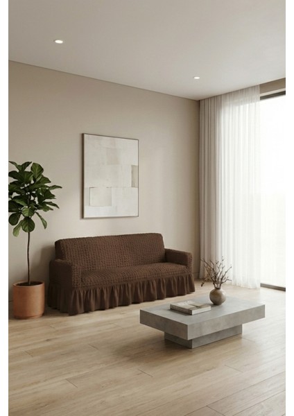 Bürümcük 3 Kişilik Koltuk Kılıfı, Berjer Örtüsü, Lastikli, Esnek, Etekli Üç Kişilik (1 Adet)