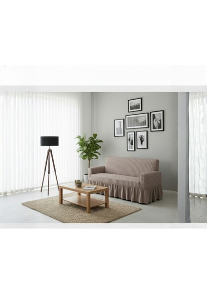 Bürümcük 3 Kişilik Koltuk Kılıfı, Berjer Örtüsü, Lastikli, Esnek, Etekli Üç Kişilik (1 Adet)