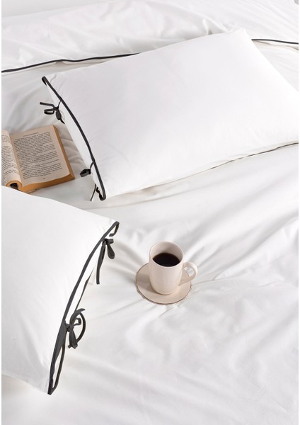 Elite Biyeli %100 Pamuk Nevresim Takımı Tek Kişilik Ekru Siyah 160X220CM fırsatları