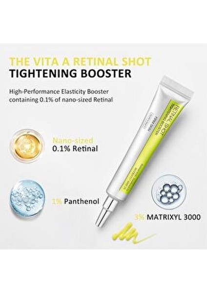 Retinal Shot Tightening Booster 15 ml Onarıcı Etki ile Tüm Cilt Tipleri için Retinol İçeren Krem