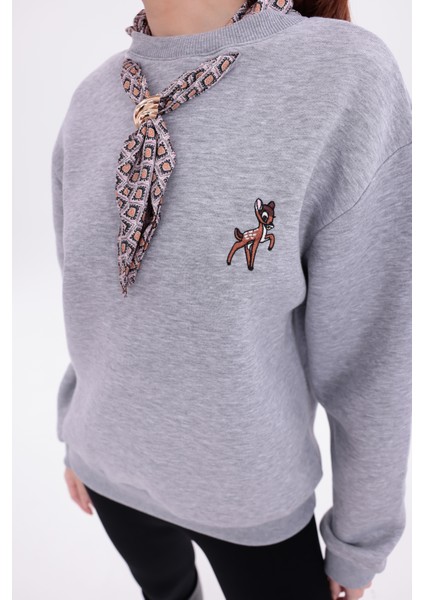 Kadın Fular Detaylı Tokalı Oversize Sweatshirt fiyatları
