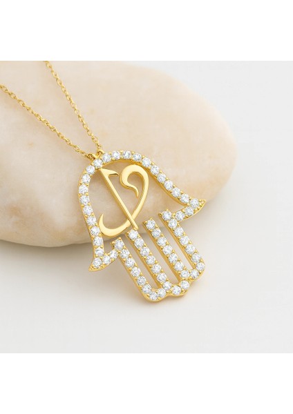 14 Ayar Altın Vav ve Elif Fatıma Eli Kolye modelleri