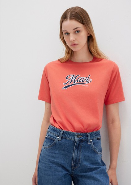 Mavi Logo Baskılı Turuncu Tişört 1613565-71076