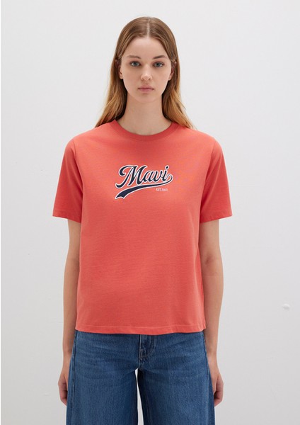 Mavi Logo Baskılı Turuncu Tişört 1613565-71076