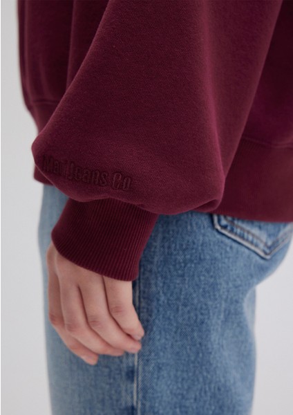 Bisiklet Yaka Bordo Basic Sweatshirt 1610198-70415