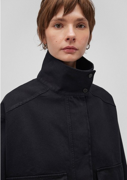 Dik Yaka Antrasit Oversize Ceket 1110254-70087