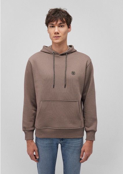 Mavi Logo Nakışlı Kapüşonlu Kahverengi Sweatshirt 065809-87875