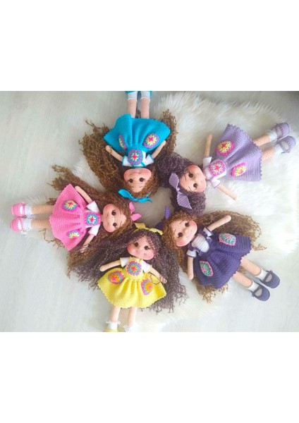 El Yapımı Mor Elbiseli Kıvırcık Motif Bebek fırsatları