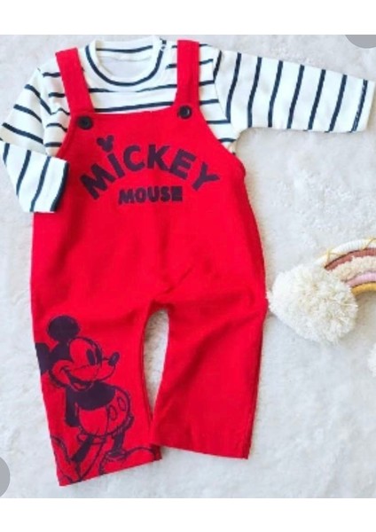 Erkek Bebek Yeni Doğan Mickey Baskılı Badili Salopet Takım fiyatları