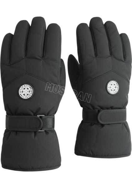Su Geçirmez İçi Kalın Kürklü Kışlık Kar Kayak Motosiklet Outdoor Eldiven L-XL Beden–Unisex