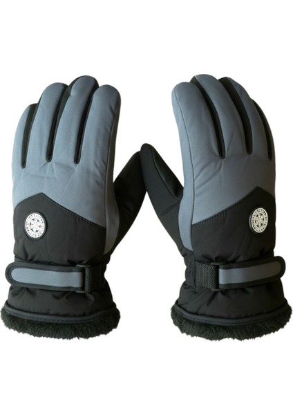 Su Geçirmez İçi Kalın Kürklü Kışlık Kar Kayak Motosiklet Outdoor Eldiven L-XL Beden–Unisex