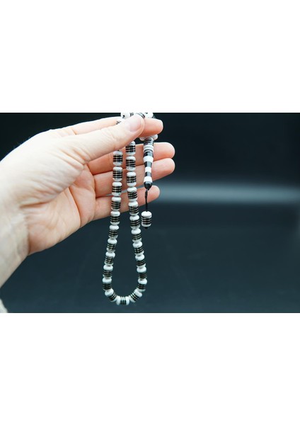 Siyah İnci Oltutaşı Helezon Işlemeli Oltu Taşı Tesbih ST000156 fiyatları