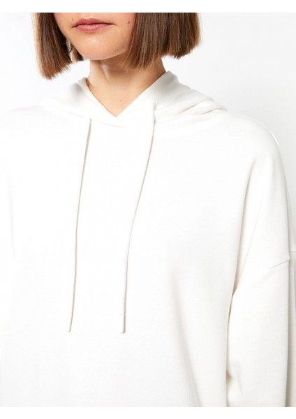 Lcw Vision Ekru Kapüşonlu Baskılı Uzun Kollu Kadın Sweatshirt fırsatları