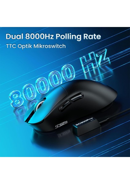 SC900 Pro PAW3395 Sensör 26000 Dpı 8000Hz Kablolu ve Kablosuz Gaming Oyuncu Mouse Siyah indirimleri