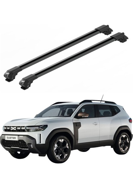 Dacia Duster 2018–2024 Uyumlu Trs-1 Kilitli Sistem Ara Atkı Tavan Barı Siyah (2 Adet)