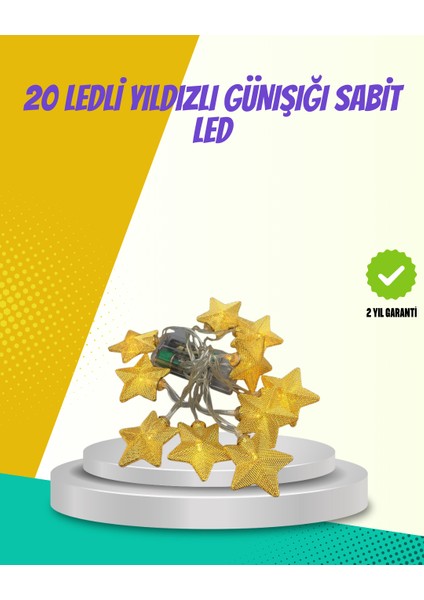 Dekoratif Yıldız LED Aydınlatma 20 Ledli 5 Metre Günışığı