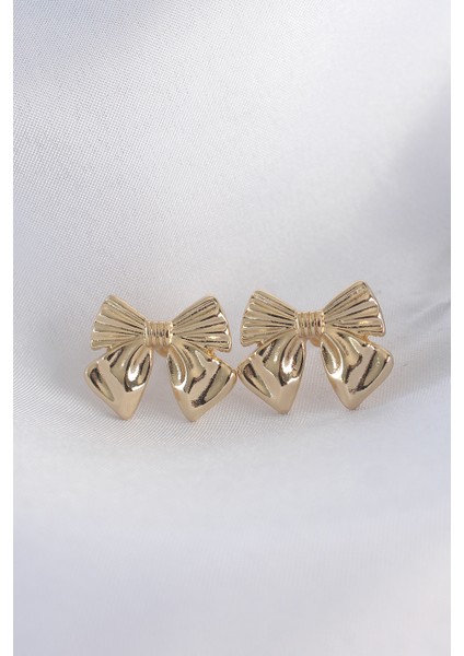 Pirinç Gold Renk Fiyonk Küpe - TJ-BKP8942 fiyatları